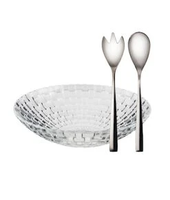 Dorre Salatskål Glas 32 Cm Med Salatsbestik Rustfri Længde 25cm