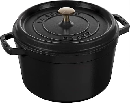 Staub Rund Gryde 24 Cm 4,8 Liter Mat Sort 1 Staub Rund Gryde 24 Cm 4,8 Liter Mat Sort
