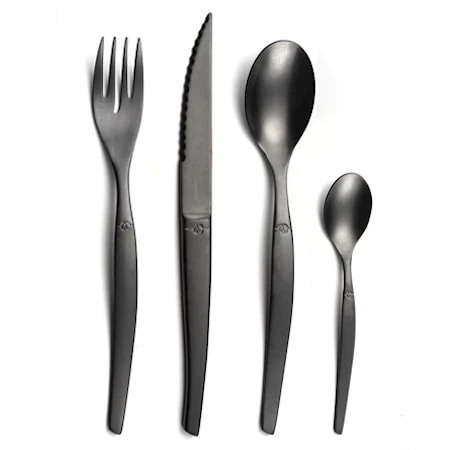 Lou Laguiole Jet Bestiksæt 16-pak Mat Sort 1 Lou Laguiole Jet Bestiksæt 16-pak Mat Sort