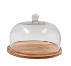 Nordwik Osteklokke I Glas Med Træbund 28 Cm Klar