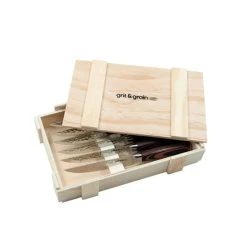 Grit&Grain Steakknive Hamrede Med Træhåndtag 6 Stk. Inkl. Trææske