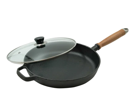 Nordwik Stegepande Støbejern 28 Cm Med Håndtag I Valnøddetræ Og Glaslåg 9 Nordwik Stegepande Støbejern 28 Cm Med Håndtag I Valnøddetræ Og Glaslåg - Billede 9