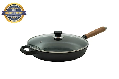 Nordwik Stegepande Støbejern 28 Cm Med Håndtag I Valnøddetræ Og Glaslåg 2 Nordwik Stegepande Støbejern 28 Cm Med Håndtag I Valnøddetræ Og Glaslåg - Billede 2