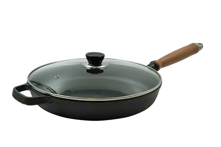 Nordwik Stegepande Støbejern 28 Cm Med Håndtag I Valnøddetræ Og Glaslåg 1 Nordwik Stegepande Støbejern 28 Cm Med Håndtag I Valnøddetræ Og Glaslåg